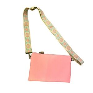 Jen & Co Bright Pink Bag with Guitar Strap NWT